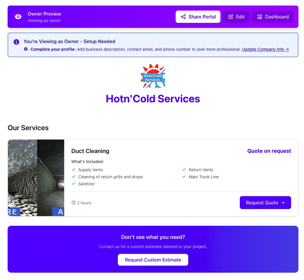 Company services portal